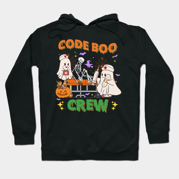 Code Boo Crew Funny Ghost Nurse Halloween Costume Nursing Hoodie by Sky full of art